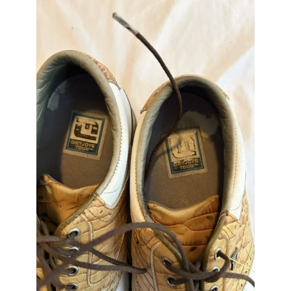 Footjoy Dryjoys Tour Golf Shoes Men's 7 XW Extra Wide Leather Waterproof 53677